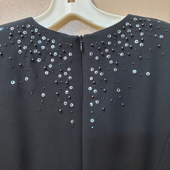 Jones New York Special Occasion Beaded Sequin Black Long Sleeve Dress Size 4P - Picture 9 of 12
